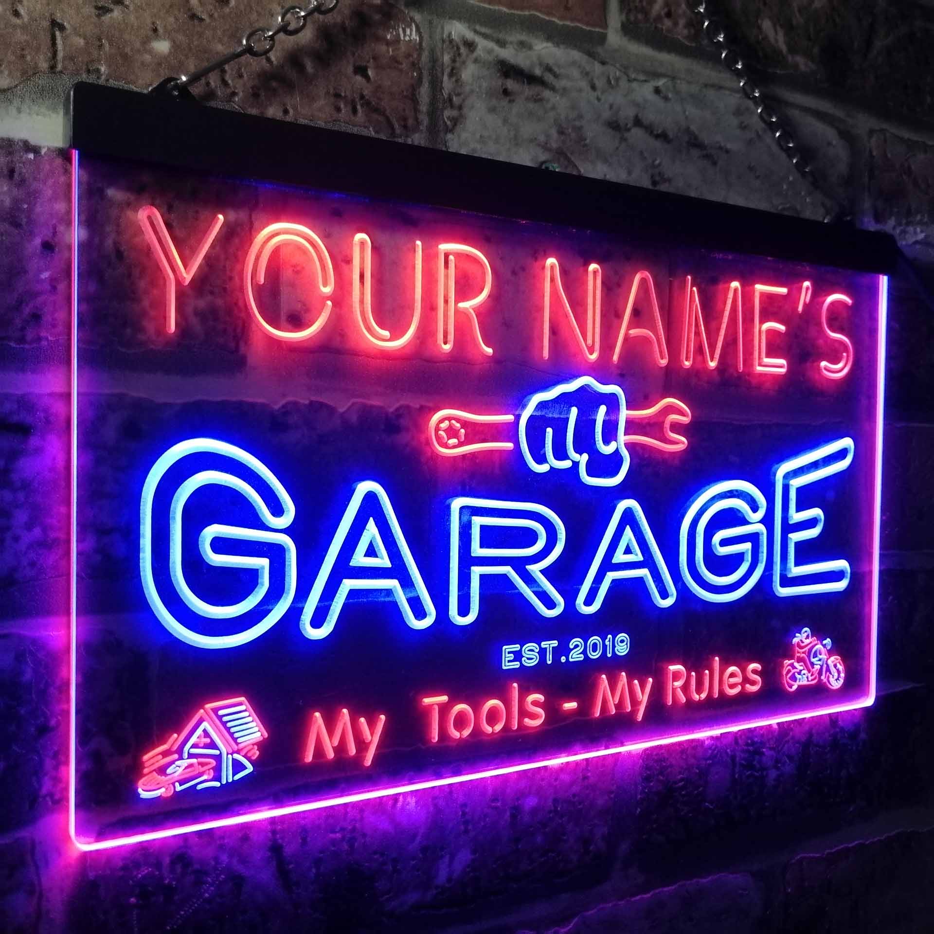 Garage Sign Personalized Neon,garage Custom Sign,green Neon Sign,custom  Name Led Sign,neon Sign Garage,led Sign Custom Garage,neon Sign Led 