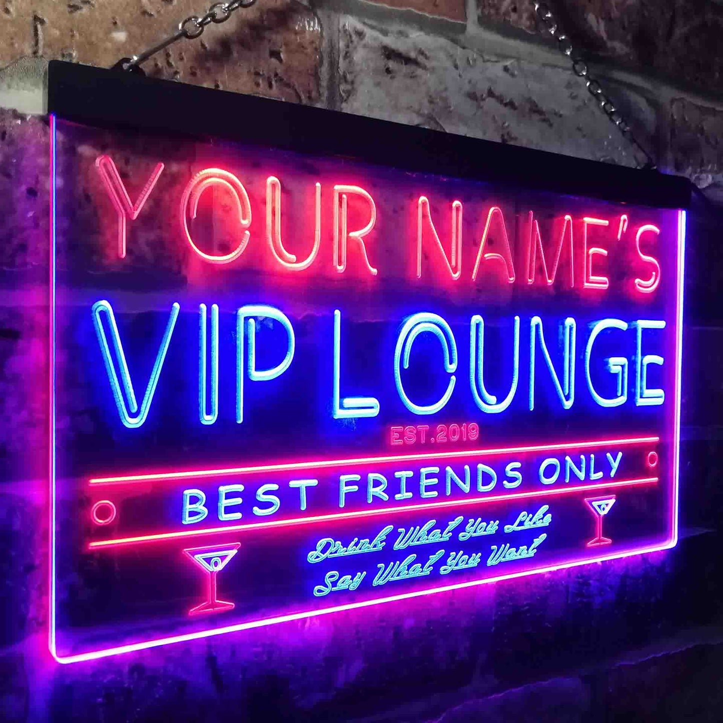 Personalized VIP Lounge Two Colors LED Sign (Three Sizes) LED Signs - The Beer Lodge