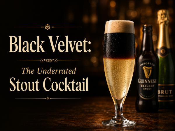 Black Velvet stout cocktail served elegantly