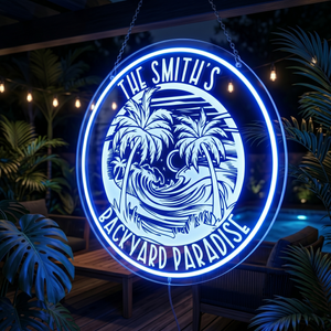 Personalized LED Color Changing Acrylic Backyard Paradise Sign