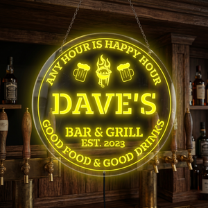 Personalized LED Color Changing Bar & Grill Beer Mugs Sign