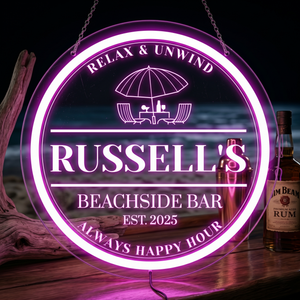 Personalized LED Color Changing Acrylic Beachside Bar Sign