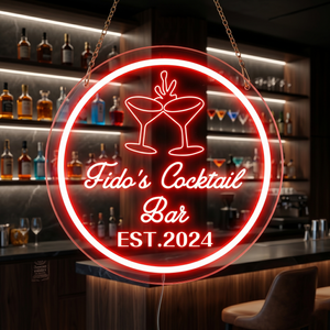 Personalized LED Color Changing Acrylic Cocktail Bar Sign