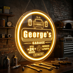 Personalized LED Color Changing Acrylic Garage Car Sign