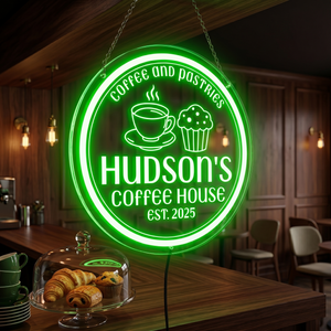 Personalized LED Color Changing Acrylic Coffee & Muffin Sign
