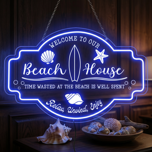 Personalized LED Color Changing Acrylic Beach House Shells Sign