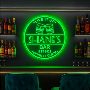 Personalized LED Color Changing Acrylic Double Glass Bar Sign