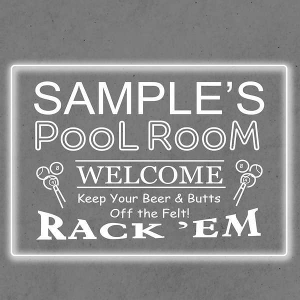 Personalized Pool Room Rack 'em Bar Beer LED Sign (Three Sizes)