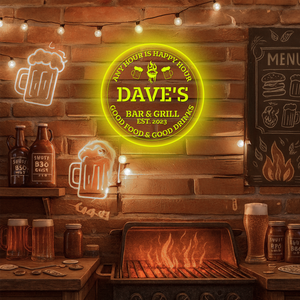 Personalized LED Color Changing Bar & Grill Beer Mugs Sign