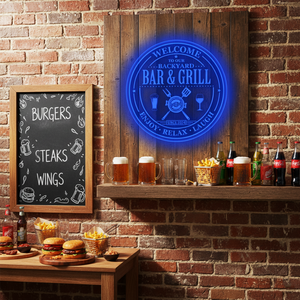 Personalized LED Color Changing Acrylic Bar & Grill Sign