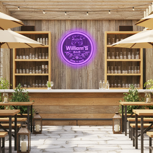 Personalized LED Color Changing Acrylic Two Glasses Bar Sign