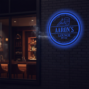 Personalized LED Color Changing Acrylic Cigar & Whiskey Sign