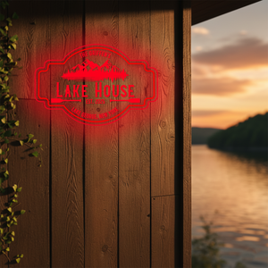 Personalized LED Color Changing Acrylic Lake House Sign