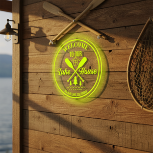Personalized LED Color Changing Acrylic Lake House Oars Sign