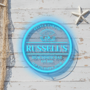 Personalized LED Color Changing Acrylic Beachside Bar Sign