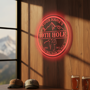 Personalized LED Color Changing Acrylic 19th Hole Mountains Sign