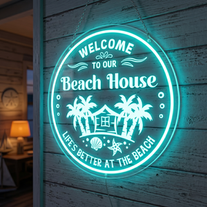 Personalized LED Color Changing Acrylic Beach House Sign