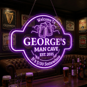 Personalized LED Color Changing Acrylic Man Cave Beers Cheers Sign
