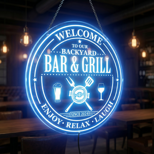 Personalized LED Color Changing Acrylic Bar & Grill Sign