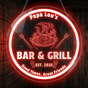 Personalized LED Color Changing Acrylic Beers Bar & Grill Sign