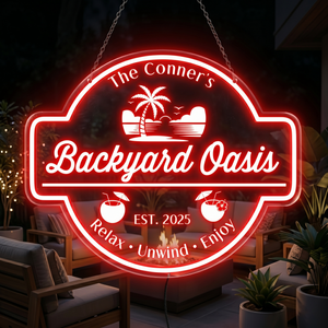 Personalized LED Color Changing Acrylic Backyard Oasis Sign