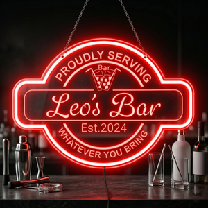 Personalized LED Color Changing Acrylic Glasses With Straws Bar Sign