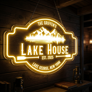 Personalized LED Color Changing Acrylic Lake House Sign