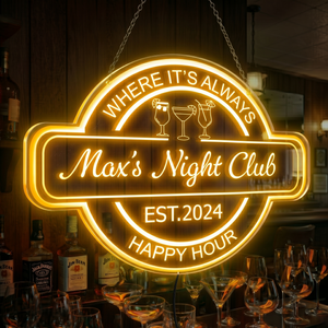 Personalized LED Color Changing Acrylic Three Glasses Bar Sign