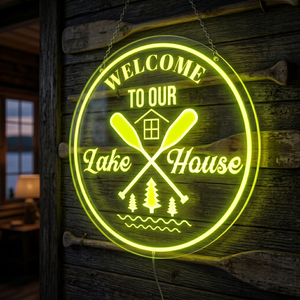Personalized LED Color Changing Acrylic Lake House Oars Sign