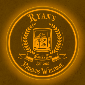 Personalized LED Color Changing Acrylic Whiskey Bar Glass Sign