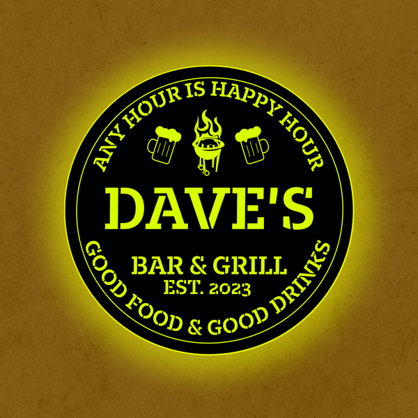 Personalized LED Color Changing Bar & Grill Beer Mugs Sign