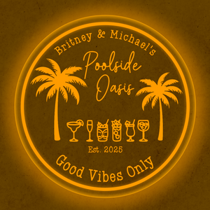 Personalized LED Color Changing Acrylic Poolside Oasis Sign