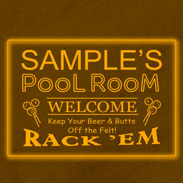 Personalized Pool Room Rack 'em Bar Beer LED Sign (Three Sizes)