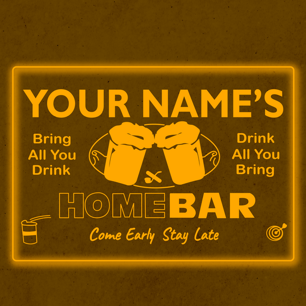 Personalized Beer Mug LED Home Bar Sign (Three Sizes)