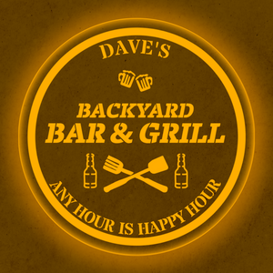 Personalized LED Color Changing Backyard Bar & Grill Sign