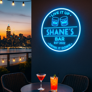 Personalized LED Color Changing Acrylic Double Glass Bar Sign