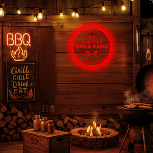 Personalized LED Color Changing Backyard Bar & Grill Sign