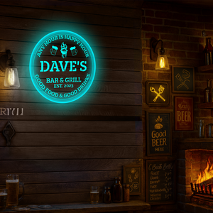 Personalized LED Color Changing Bar & Grill Beer Mugs Sign