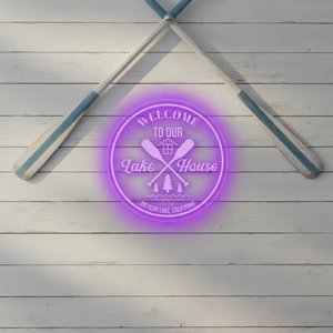 Personalized LED Color Changing Acrylic Lake House Oars Sign