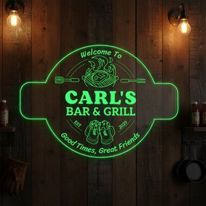Personalized LED Color Changing Acrylic Barbeque Bar & Grill Sign