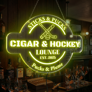 Personalized LED Color Changing Acrylic Cigar & Hockey Sign