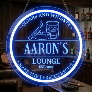 Personalized LED Color Changing Acrylic Cigar & Whiskey Sign