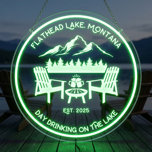 Personalized LED Color Changing Acrylic Lake House Chairs Sign