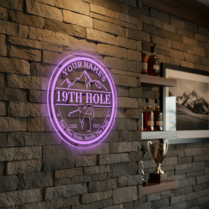 Personalized LED Color Changing Acrylic 19th Hole Mountains Sign