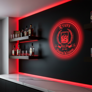 Personalized LED Color Changing Acrylic Whiskey Bar Glass Sign