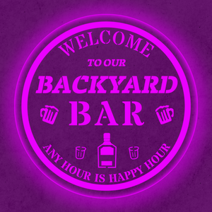 Personalized LED Color Changing Backyard Bar Sign