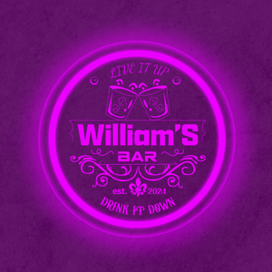 Personalized LED Color Changing Acrylic Two Glasses Bar Sign