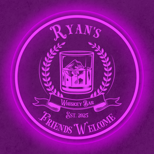Personalized LED Color Changing Acrylic Whiskey Bar Glass Sign