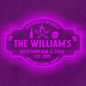 Personalized LED Color Changing Acrylic Backyard Bar & Grill Burger Sign