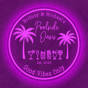 Personalized LED Color Changing Acrylic Poolside Oasis Sign